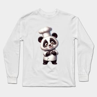 Panda cook illustration Long Sleeve T-Shirt